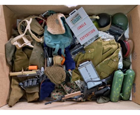 Palitoy Action Man vintage loose clothing/accessories to include guns, various part outfits, helmets/hats plus others - see p