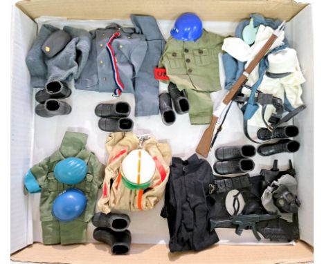 Palitoy Action Man vintage loose/part uniforms/accessories to include SAS, French Foreign Legion, RAF, plus others - see phot