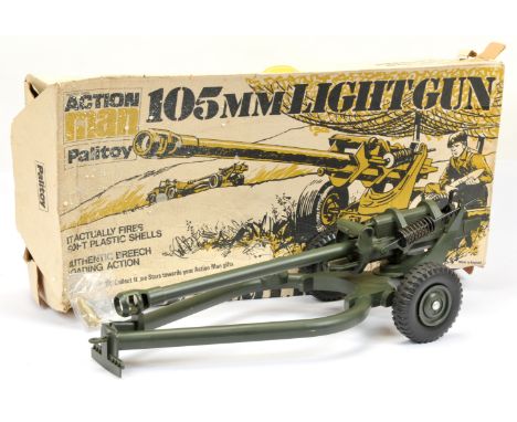 Palitoy Action Man Vintage 34720 105mm Light Gun, Fair to Good (one of the plastic clips that hold the gun spring has broken 