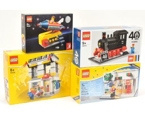 Lego sets x 4 to include 40145 Lego Store, 40305 Lego Brand Retail Store, 40335 Space Rocket Ride, 40370 Steam Engine 40th An