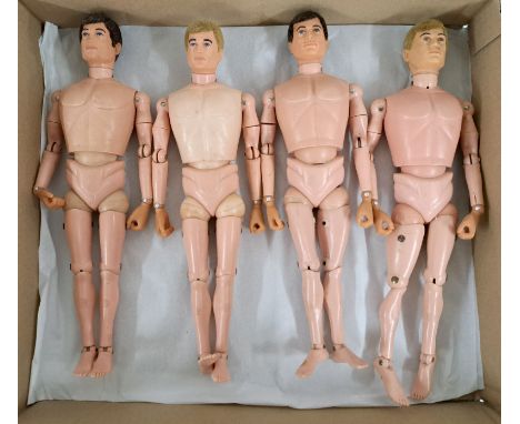 Palitoy Action Man vintage flock head, gripping hands figures/loose/undressed, a group which appear to be generally Fair to G