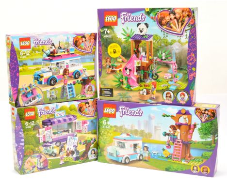 Lego Friends sets x 4 includes 41332 Emma's Art Stall, 41333 Olivia's Mission Vehicle, 41422 Panda Jungle Tree House, 41445 V