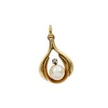 Anhänger 1,67g 585/- Gelbgold mit Diamant ca. 0,01 ct. und Perle