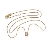 Kette mit Anhänger 2,23g 585/- Gelbgold mit 7 Diamanten zus. ca. 0,12 ct., Länge ca. 44 cm