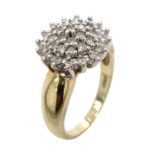 Ring 5,92g 585/- Gelbgold und Weißgold mit 35 Diamanten zus. ca. 0,70 ct., Ringgröße ca. 52