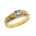Ring 4,63g 585/- Gelbgold und Weißgold mit Diamant ca. 0,15 ct., Ringgröße ca. 50