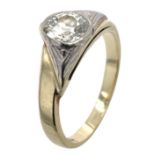 Ring 5,42g 585/- Gelbgold und Weißgold mit Diamant ca. 1,00 ct. M/si3 Altschliff, Ringgröße ca. 56