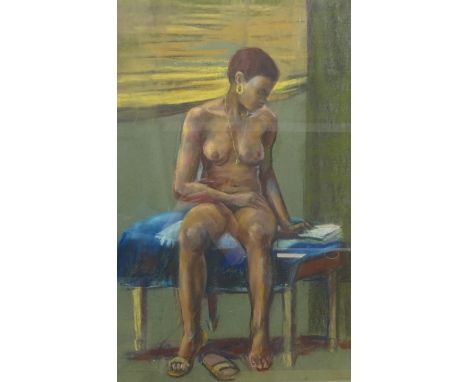 Christopher John Assheton-Stones (British 1947-1999): Nude Study of a Black Woman, pastel unsigned 53cm x 33cm - Condition Re