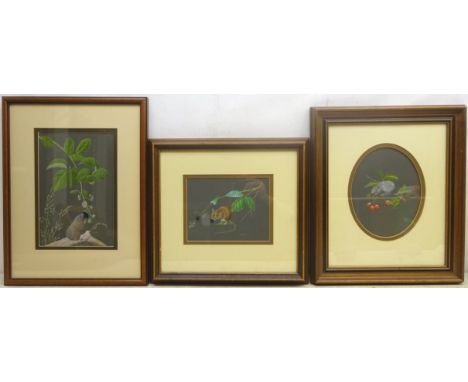 A K Linley (British 20th/21st century): Wood Mouse Eating a Bramble and 'Bank Vole', three watercolours signed, one dated 197