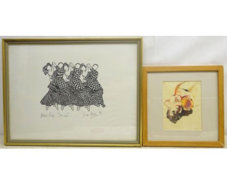 Jean Hobson (Northern British Contemporary): 'Dancers', artist's proof lithograph signed, titled and dated '91, and Kim Welfo