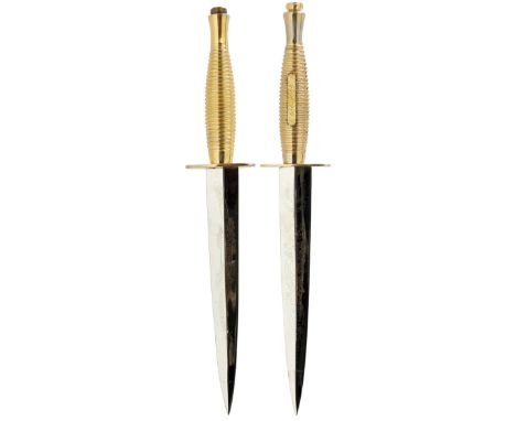 A COMMEMORATIVE THIRD PATTERN FALKLANDS SAS DAGGER, no.86 of 1000, together with another similar 50th Anniversary of D-Day. (