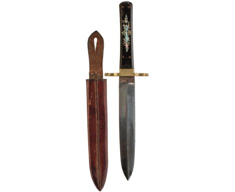 AN E. M DICKINSON SHEFFIELD BOWIE KNIFE, 14.25cm flattened diamond section blade stamped E. M. DICKINSON SHEFFIELD at the for