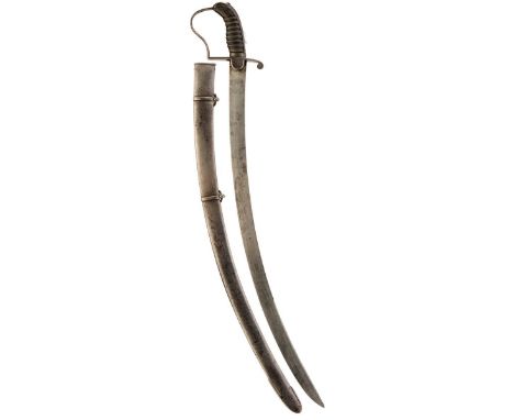 A GEORGIAN LIGHT COMPANY OFFICER'S SWORD, 70cm sharply curved blade with clipped back point, regulation steel stirrup hilt, w