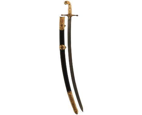 A PRINCE OF WALES VOLUNTEERS OFFICER'S MAMELUKE AND SHOULDER BELT PLATE ENSEMBLE, 79cm slightly curved clipped back blade wit