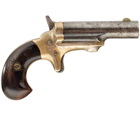 A .41 RIMFIRE OBSOLETE CALIBRE COLT FIRST TYPE THIRD MODEL DERINGER, 2.5inch sighted barrel stamped COLT, brass frame stamped