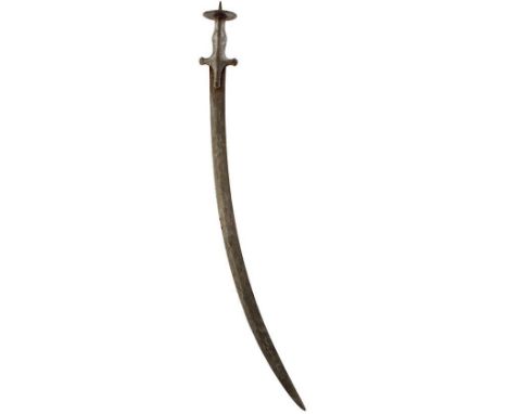 TWO VARIOUS INDIAN TULWAR, the first 19th Century and with 75cm sharply curved blade, characteristic hilt with disc pommel, s