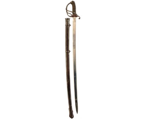 AN UNUSUAL 1821 PATTERN LIGHT CAVALRY OFFICER'S SWORD BY HAMBURGER &amp; CO, 89cm clean flat sided blade etched with crowned 