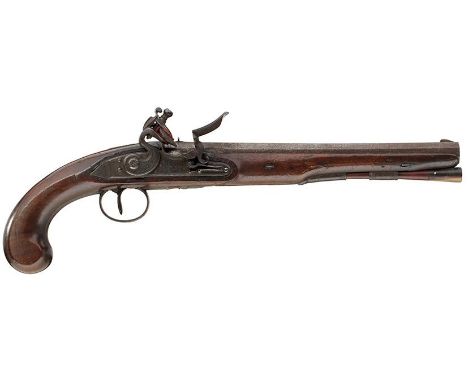 A 40-BORE FLINTLOCK DUELLING PISTOL BY TOW OF LONDON, 9.5inch sighted octagonal barrel signed TOW LONDON, border engraved ste