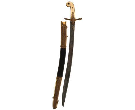 AN HIGHLY UNUSUAL PRESENTATION QUALITY MAMELUKE HILTED DIRK MOUNTED WITH A YATAGHAN BLADE BY SALTER, 60cm characteristic Yata