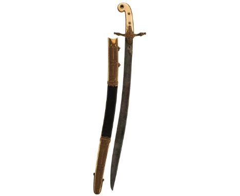 AN HIGHLY UNUSUAL PRESENTATION QUALITY MAMELUKE HILTED DIRK MOUNTED WITH A YATAGHAN BLADE BY SALTER, 60cm characteristic Yata