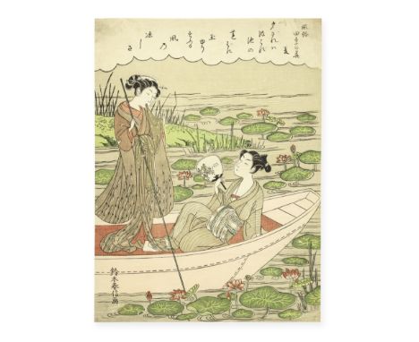 Suzuki Harunobu (1725-1770)Edo period (1615-1868), circa 1769-1770An extremely rare aiban print of Natsu (Summer) from the se