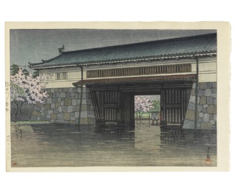 Kawase Hasui (1883-1957)Showa era (1926-1989), dated 1952An oban yoko-e print, titled along the left margin Sakuradamon no ha