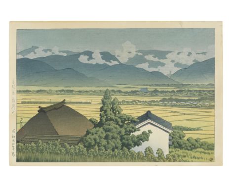 Kawase Hasui (1883-1957)Showa era (1926-1989), dated 1933 and 1947Comprising two oban yoko-e prints: the first titled along t