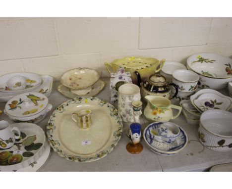 A Victorian meat pates together with a china mantel clock and various other decorative china