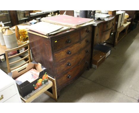 A Victorian mahogany bow front chest fitted two short over three long drawers raised on bracket feet 