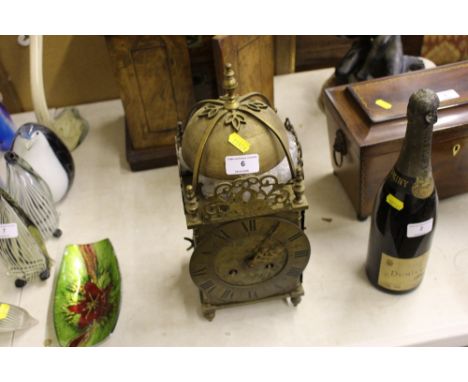 A large 17th Century style brass two hole lantern clock 