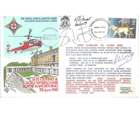 Multiple signed Royal Star and Garter cover. C87 Re - carried John O'Groats to Land's End Signed Simon Weston Falklands War, 