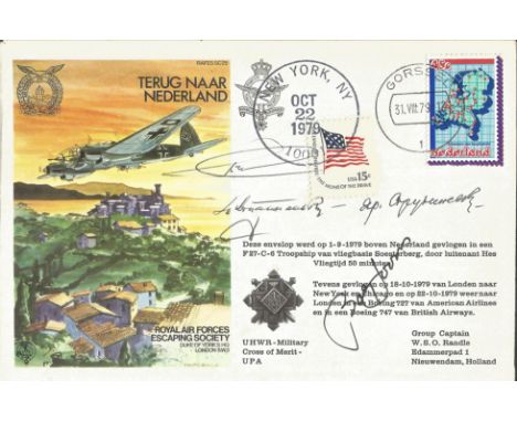 Special signed cover RAFES SC25dH Escape in a Heinkel III cover, signed by 2 former officers of the Ukrainian Insurgent Army 