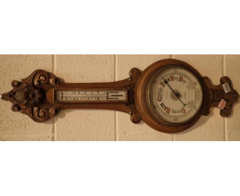 Antique style Miller and Co of Warrington aneroid barometer thermometer