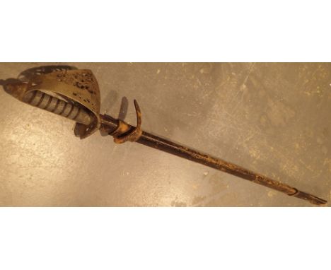 Antique Royal Engineers infantry sword with scabbard blade L: 82 cm scabbard L: 85 cm Blade engraved Ubique Quo Faset Gloria 