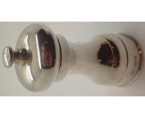 Hallmarked silver pepper grinder by Walker and Hall assay Sheffield 1969