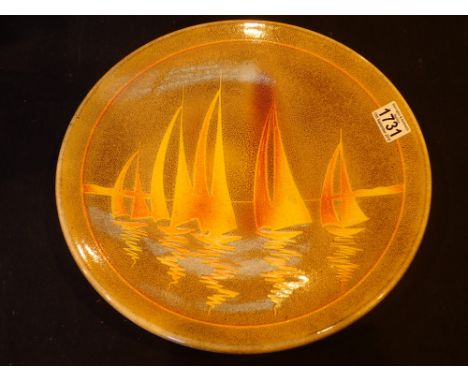 Large Poole glazed Aegean pattern charger D: 40 cm 