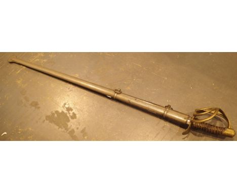 Original French 1813 Napoleonic cavalry / artillery sword by Klingenthal with steel scabbard ( with two rings ) and a double 