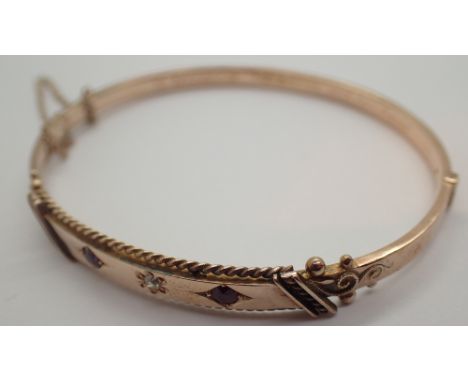 15ct gold ruby and diamond bangle 7g