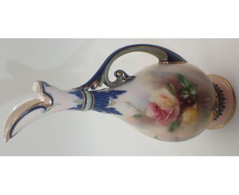 Royal Worcester small Hadleys roses ewer H: 20 cm 