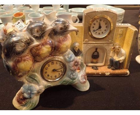 Two ceramic mechanical mantel clocks