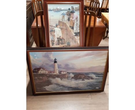 TWO PRINTS INCLUDING LIGHTHOUSE SCENE ETC