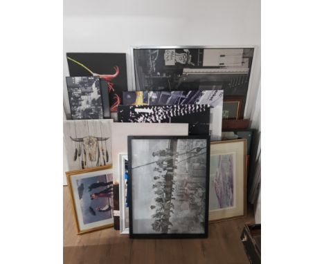 SUBSTANTIAL AMOUNT OF PRINTS MIRRORS AND MODERN CANVASES ETC