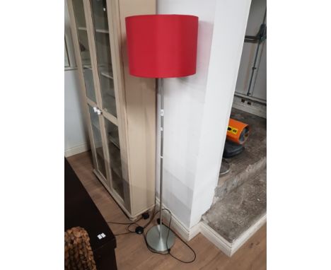 MODERN STANDARD LAMP WITH RED SHADE