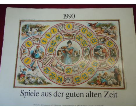 Games from the good old time 1990 - Five vintage German board games printed on A3 size paper with explanations of the game. G