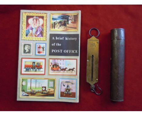 One Post Office (GPO) Booklet - 'A brief history of the post office' printed 1962,  one pair of vintage post office scales (S