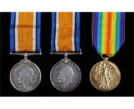 First World War Family group, War medal and Victory medal (S.S. 107416 C. DEIGHTON L.STO R.N.) together with a War medal (573