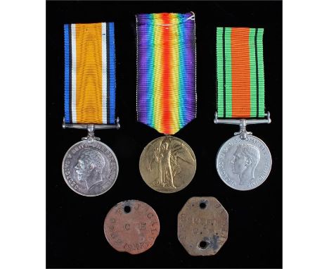 Suffolk Regiment First and Second World Wars group of three, Victory and War medal (15940 A. CPL. F. JACKLIN. SUFF. R.) home 