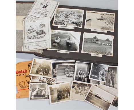 Photograph album; label in front cover relating to Trooper J H Marven, 1st King's Dragoon Guards, Egypt 1932-1934. Including 