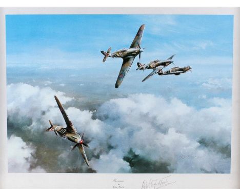 Robert Taylor print entitled Hurricane depicting four Hurricanes in flight. Bearing the signature in pencil Boby Stanford Tuc