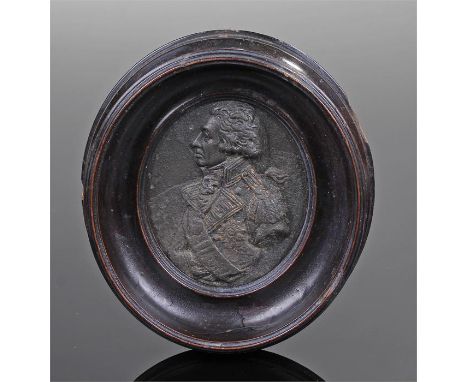 Vice Admiral Horatio Nelson, a lead portrait plaque after John de Vaere for Wedgwood, 9cm high